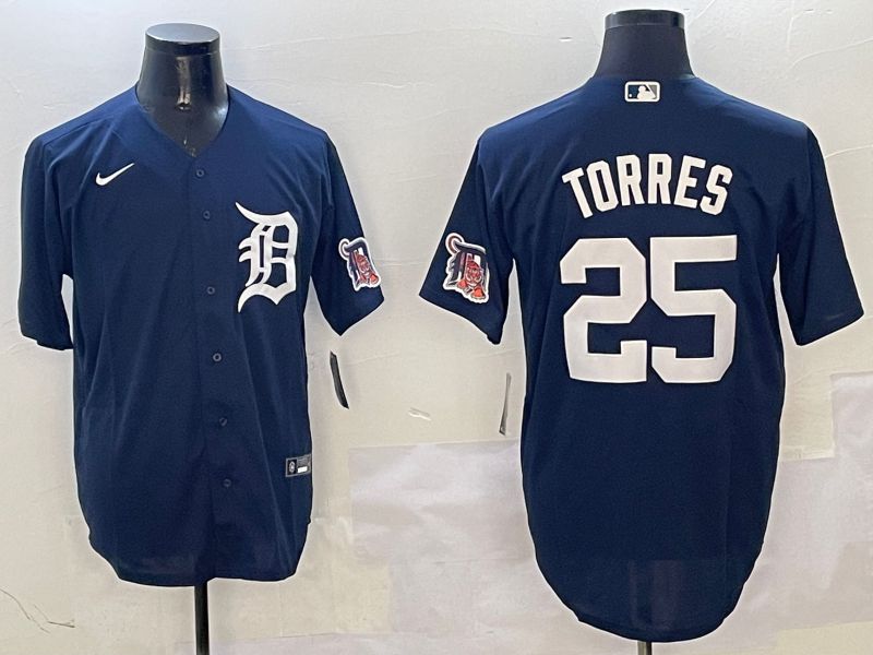 Men Detroit Tigers #25 Torres Drak Blue Game 2025 Nike MLB Jersey style 3126